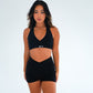 Dusk Cross Over Mid Scrunch Shorts Black