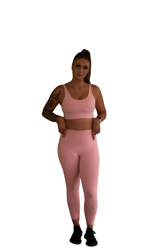 Ankle Length Non-Scrunch Leggings - Pink