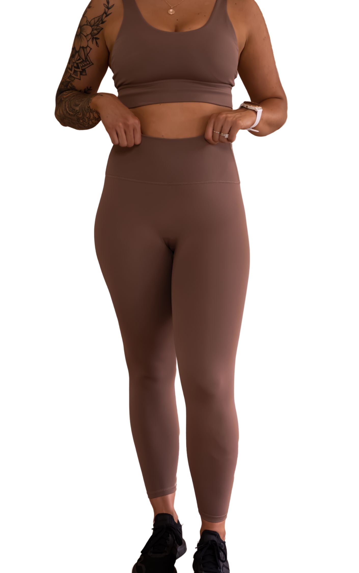 Ankle Length Non-Scrunch Leggings - Chocolate Brown