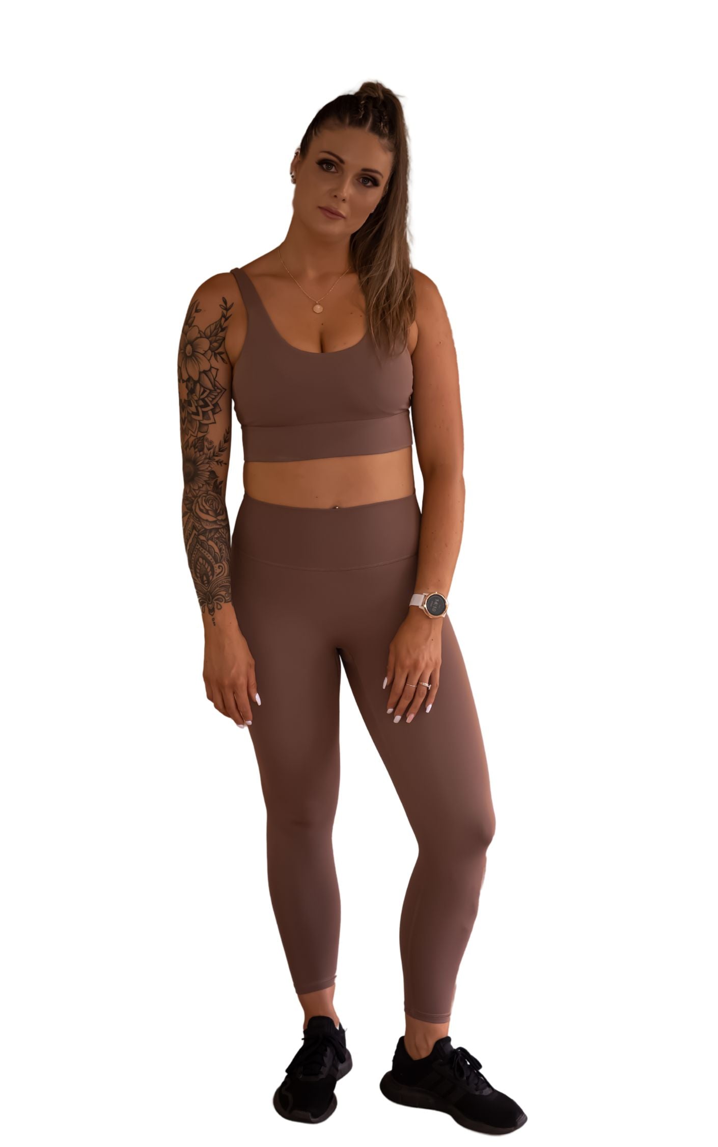 Ankle Length Non-Scrunch Leggings - Chocolate Brown