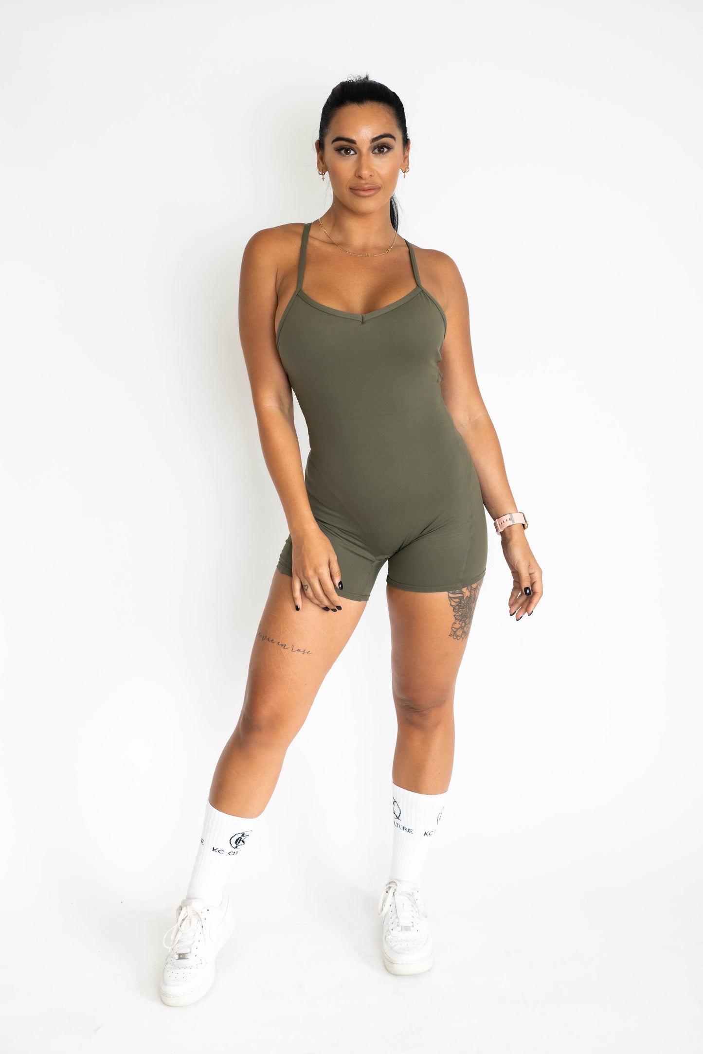 Endurance Mid Length Body Suit - Khaki Green