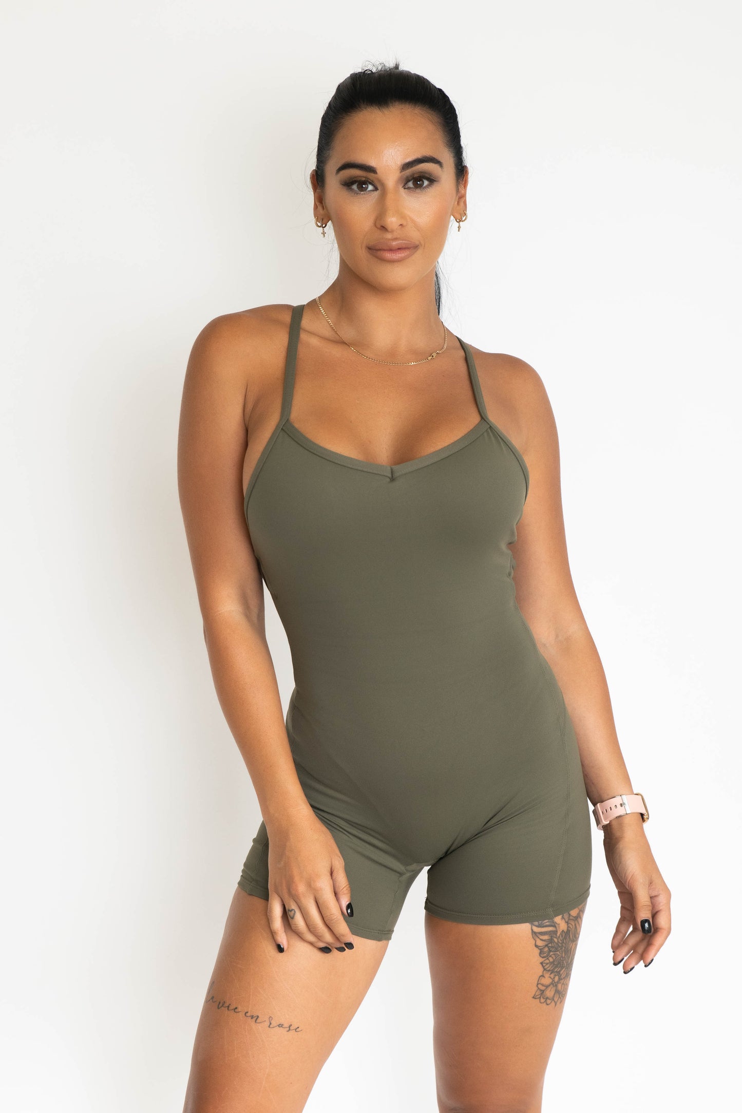 Endurance Mid Length Body Suit - Khaki Green