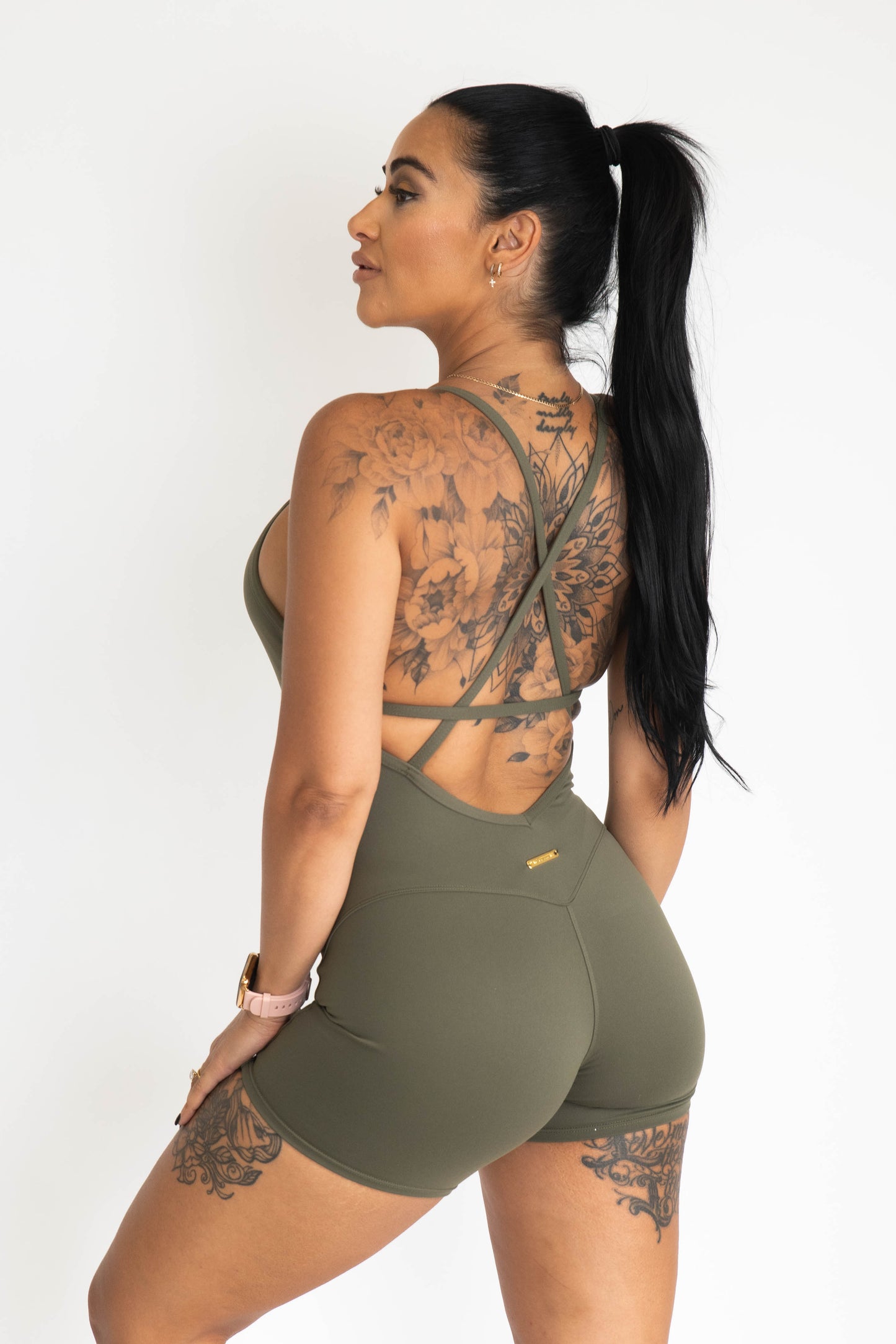 Endurance Mid Length Body Suit - Khaki Green