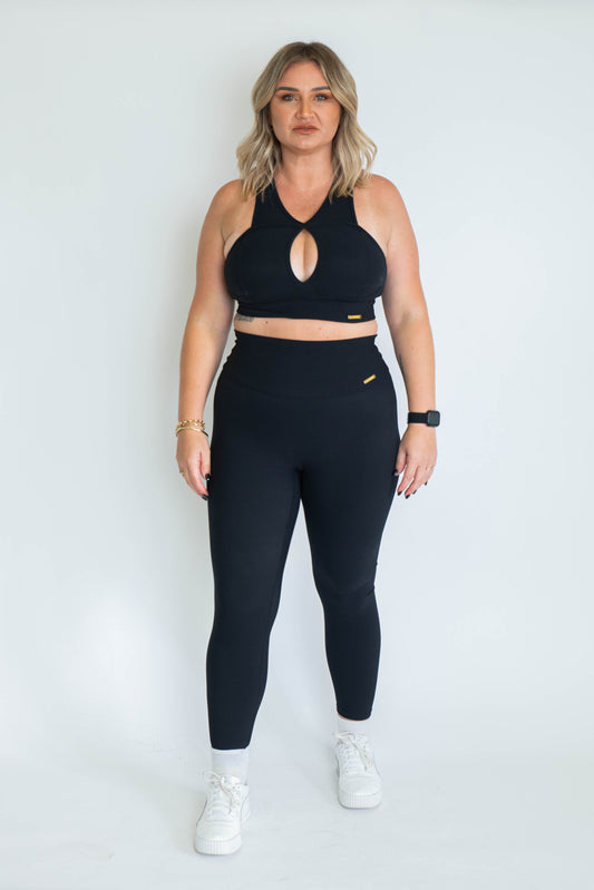 Lush Ribbed Ankle Leggings - Black