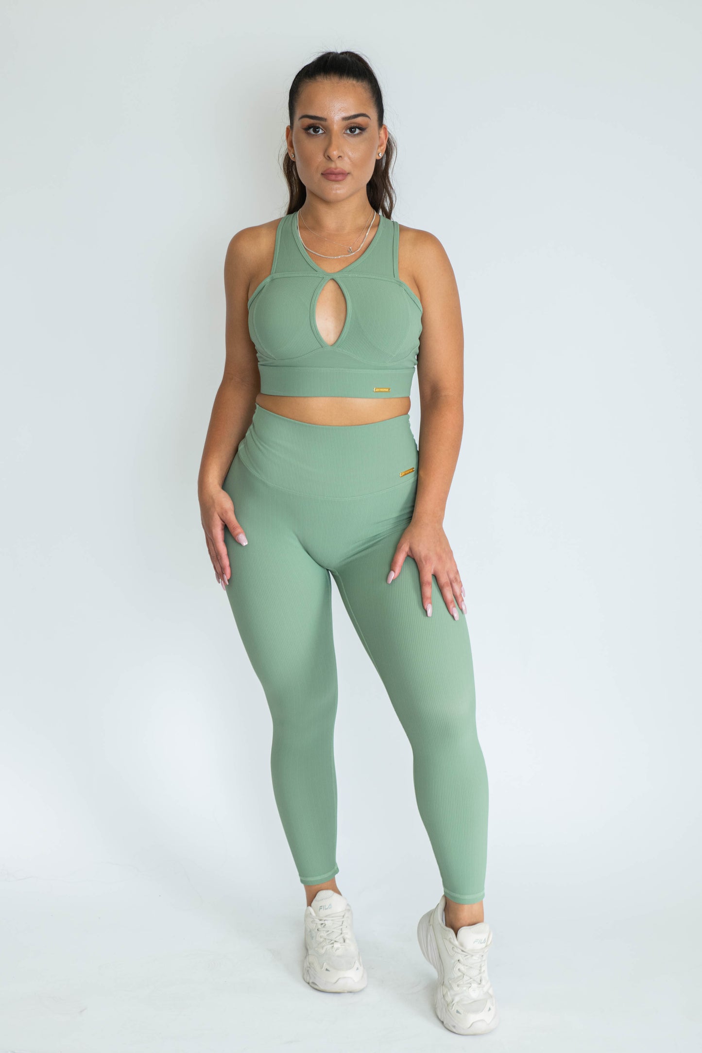 Lush Ribbed Ankle Leggings - Sage Green