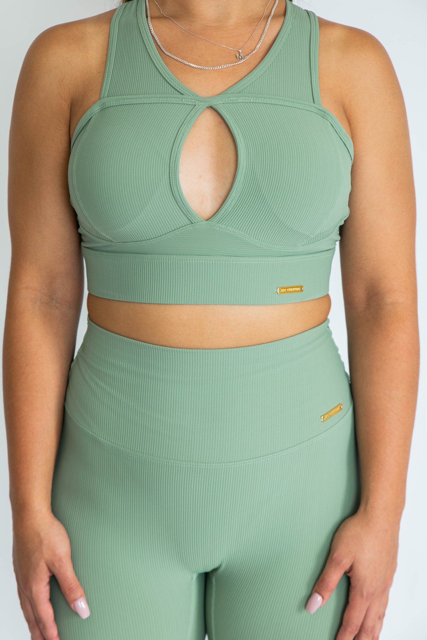 KCC Lush Ribbed Sports Bra - Sage Green