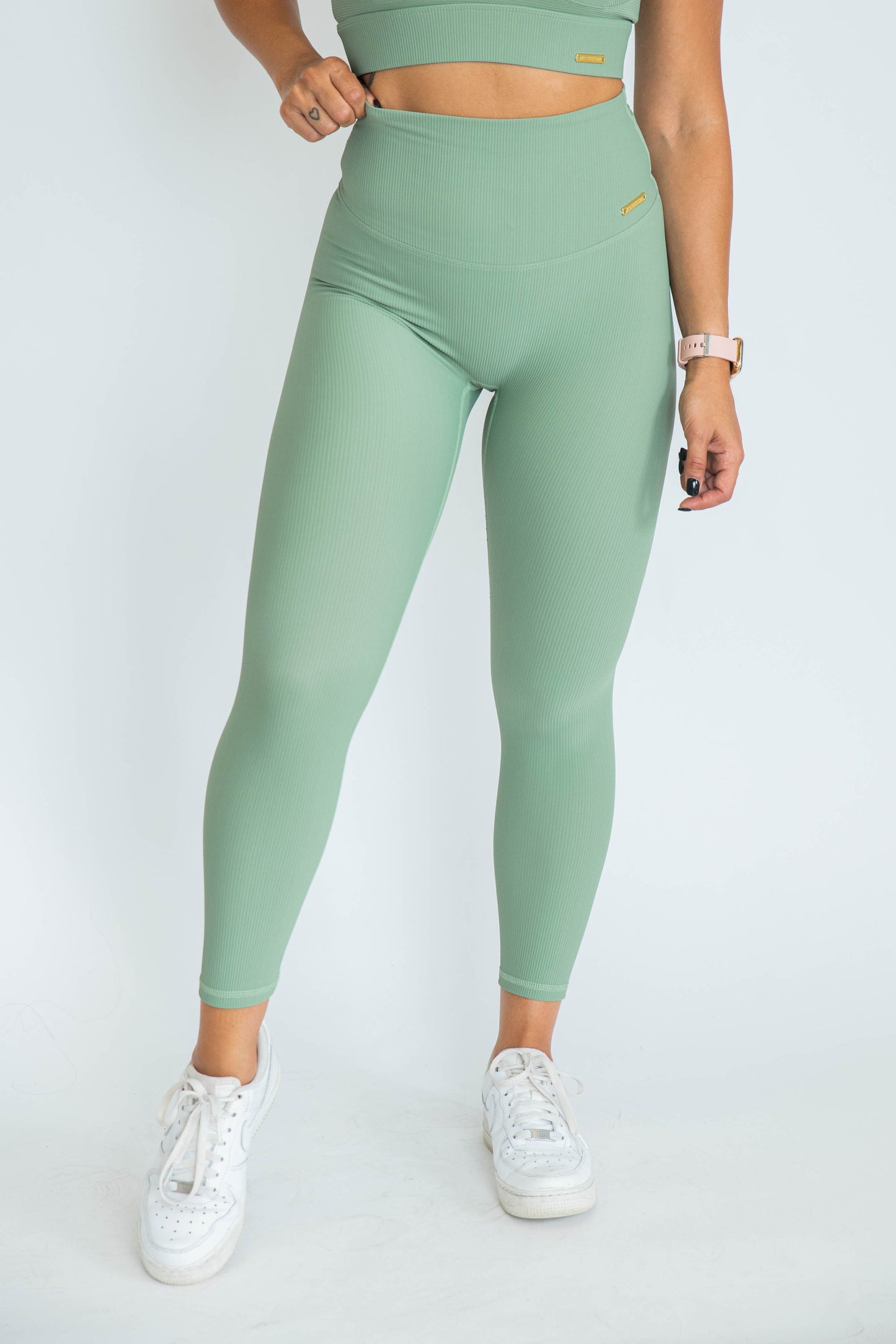 Lush Ribbed Ankle Leggings - Sage Green