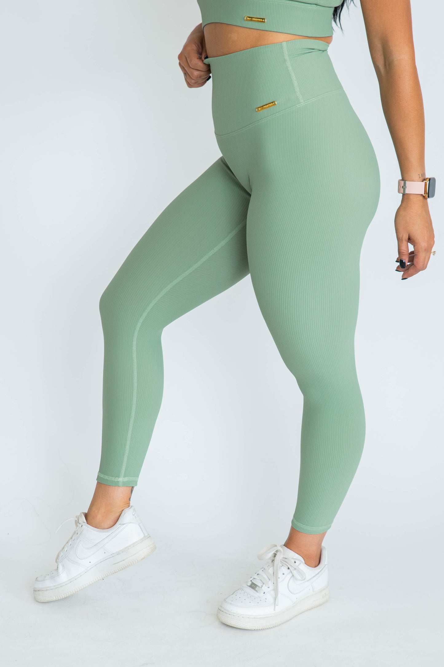 Lush Ribbed Ankle Leggings - Sage Green