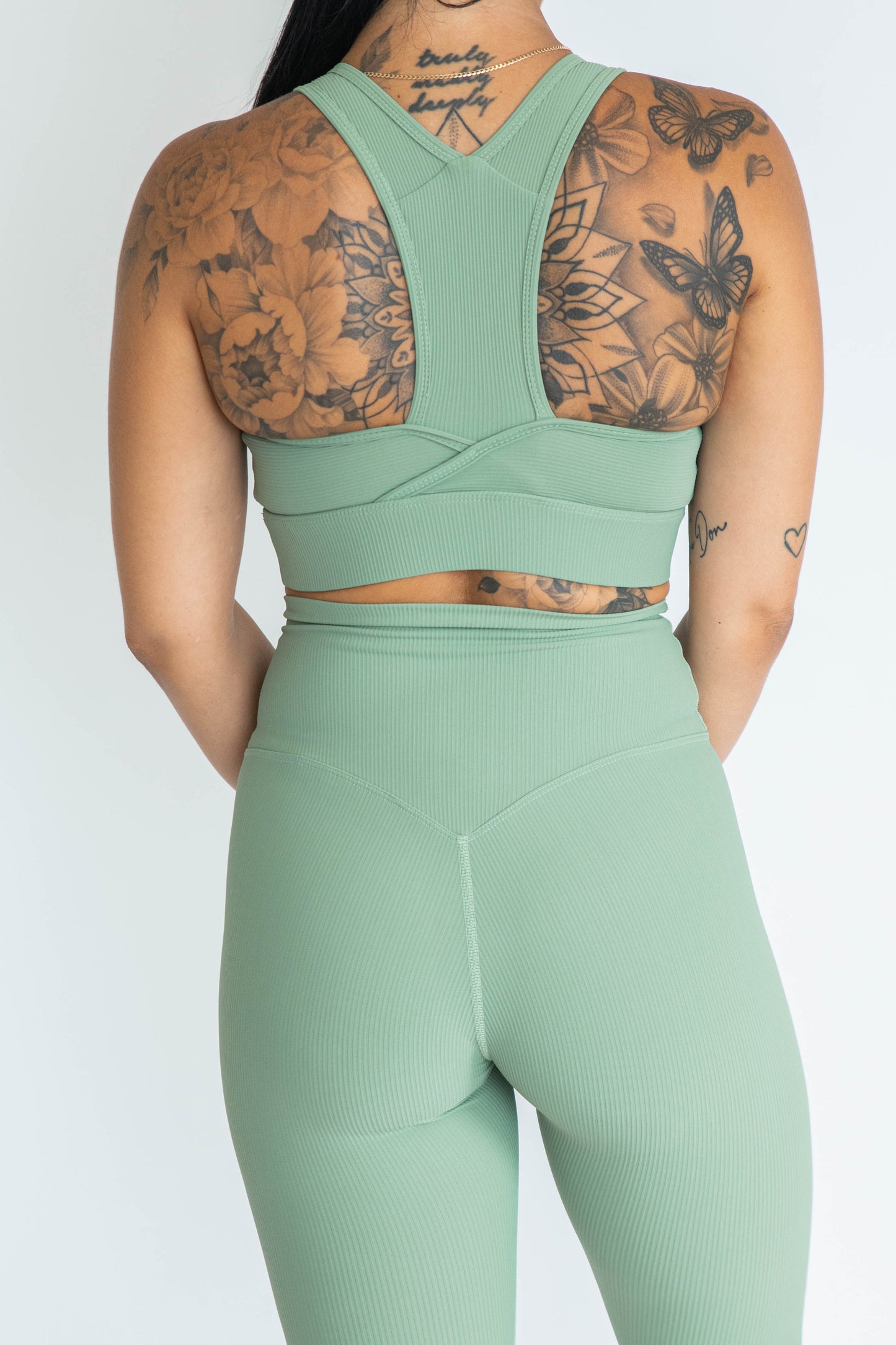 Lush Ribbed Ankle Leggings - Sage Green