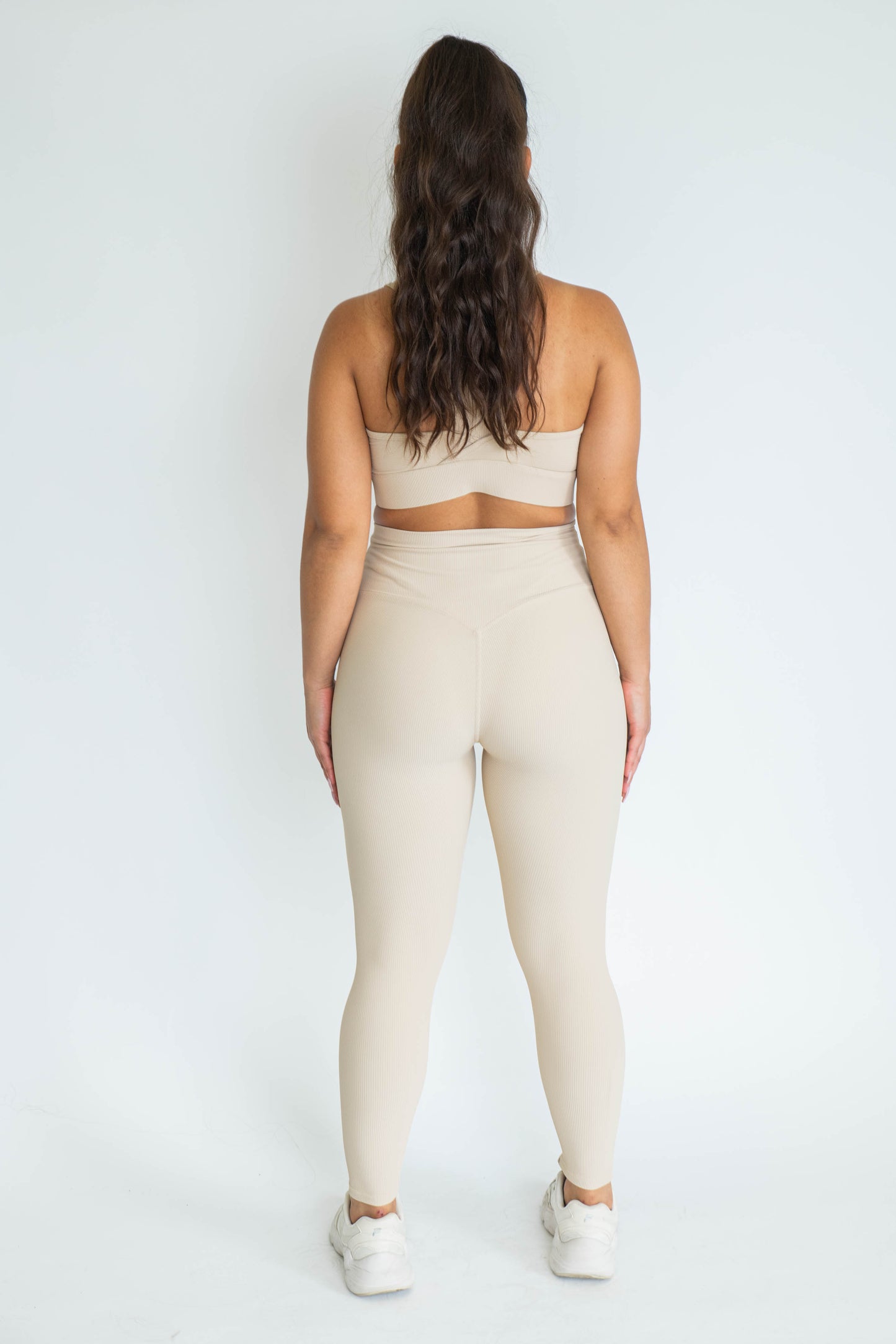 Lush Ribbed Ankle Leggings - Beige