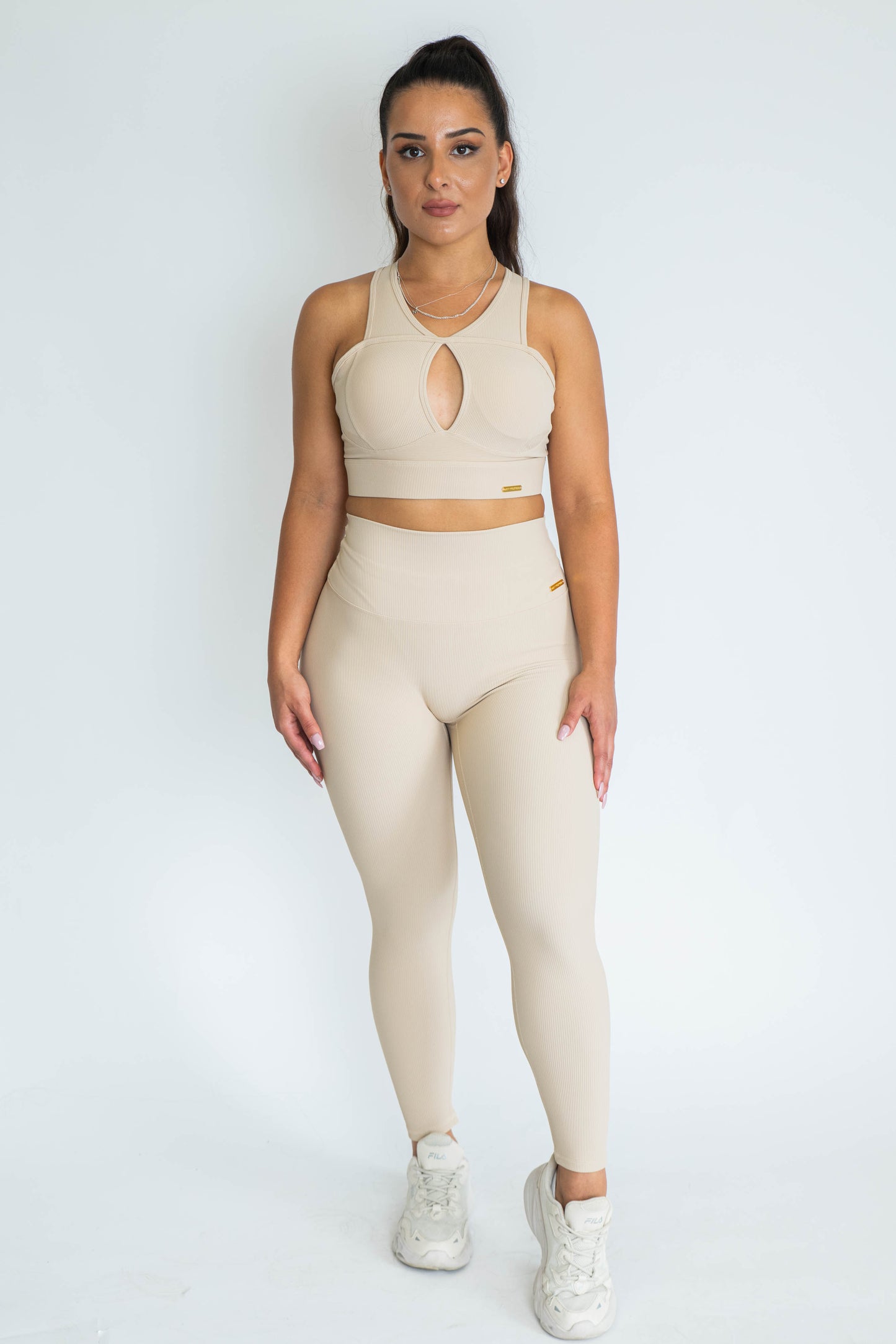 KCC Lush Ribbed Sports Bra - Beige