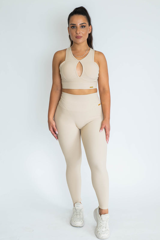 KCC Lush Ribbed Sports Bra - Beige