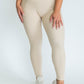 Lush Ribbed Ankle Leggings - Beige