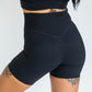 Women's Lush Ribbed Mid Length Shorts - Black