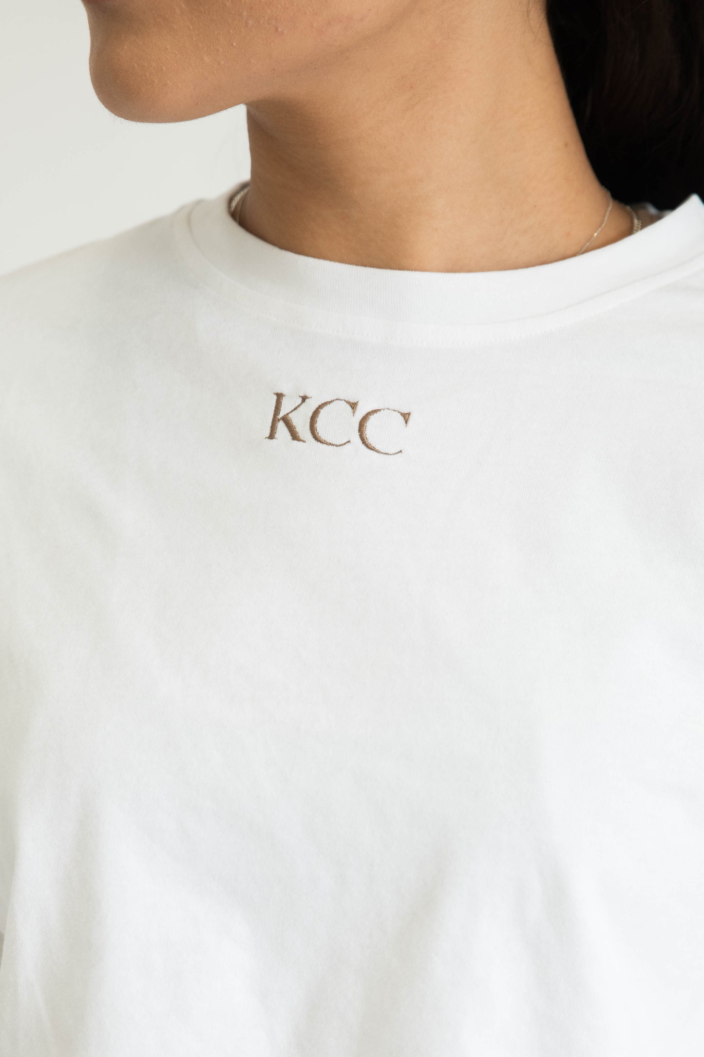 KCC Crop Tees - White / Mocha Logo