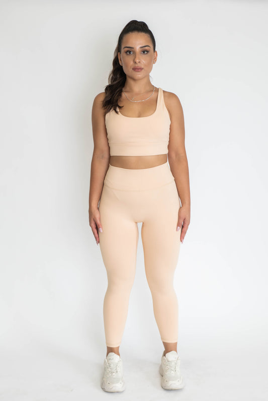 Ankle Length Non-Scrunch Leggings - Sand