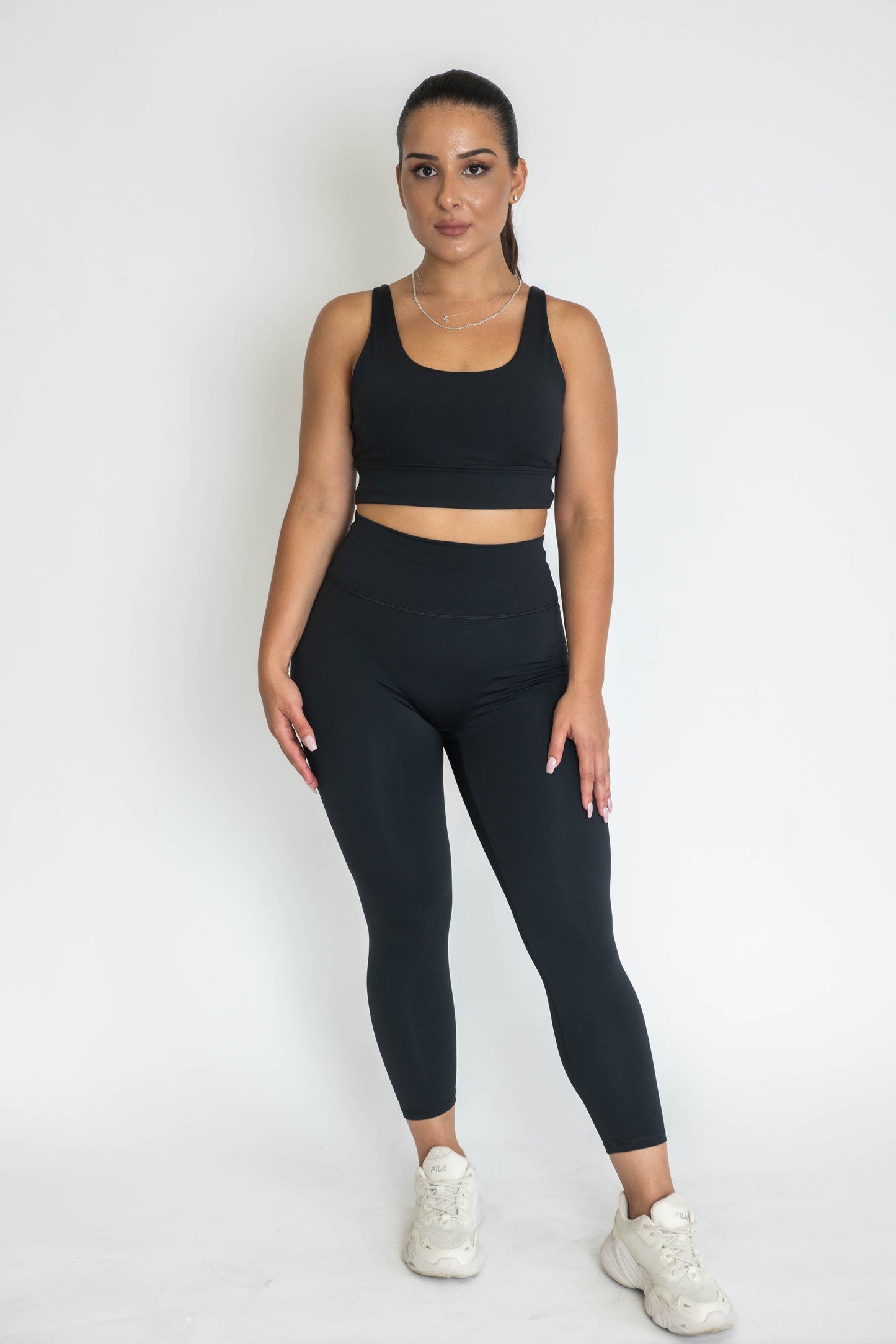 Ankle Length Scrunch Leggings - Black