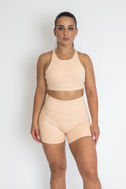 Mila High Neck Sports Bra - Sand