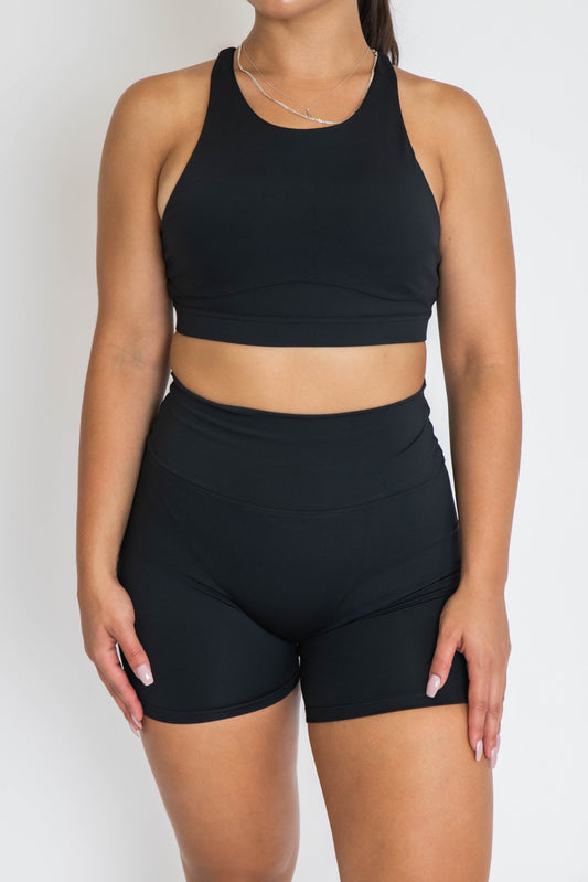 Mila High Neck Sports Bra - Black