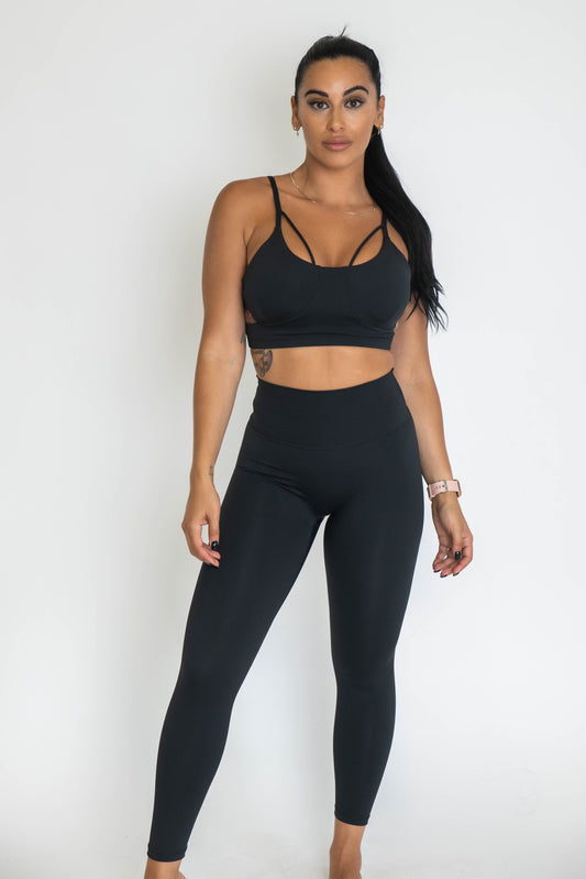 Ankle Length Non-Scrunch Leggings - Black