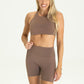 Mila High Neck Sports Bra - Chocolate Brown