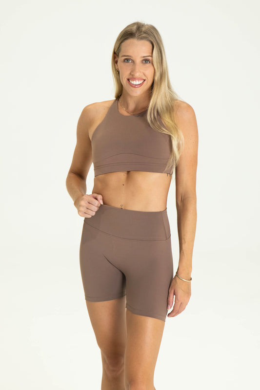 Classic Scrunch Mid-Length Leggings - Chocolate Brown