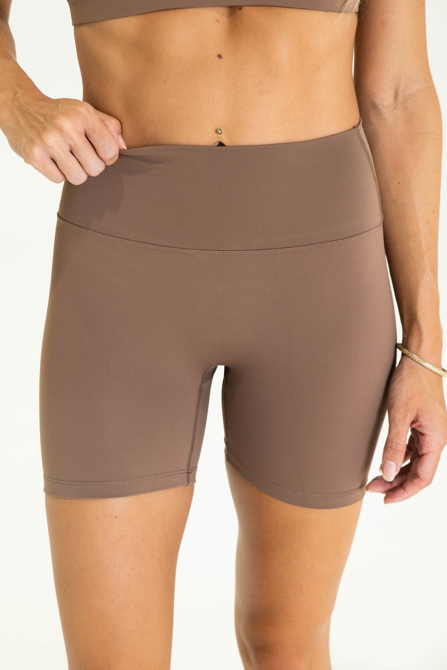 Classic Non-Scrunch Mid-Length Leggings - Chocolate Brown