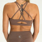 Mila High Neck Sports Bra - Chocolate Brown