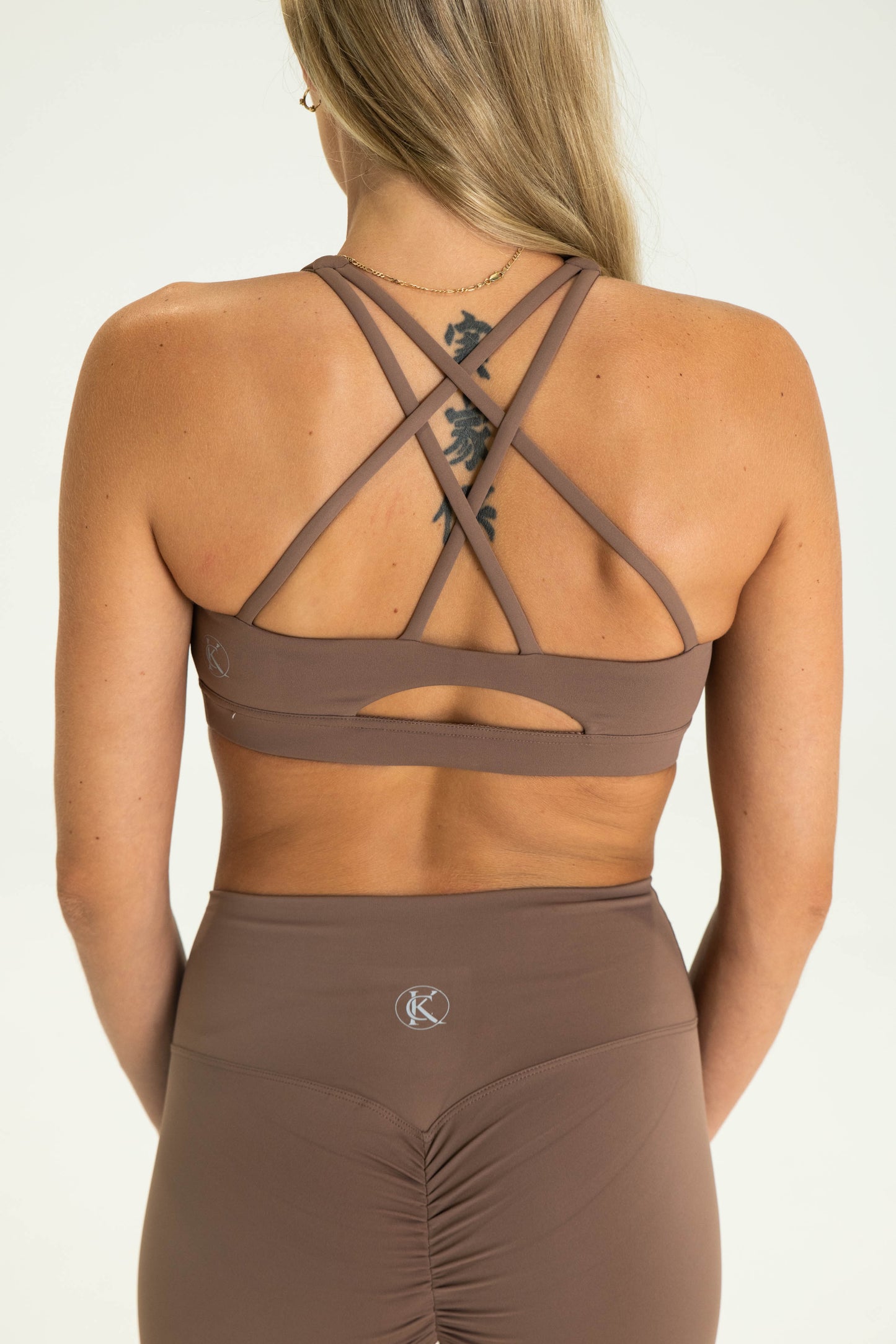 Mila High Neck Sports Bra - Chocolate Brown