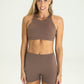 Mila High Neck Sports Bra - Chocolate Brown