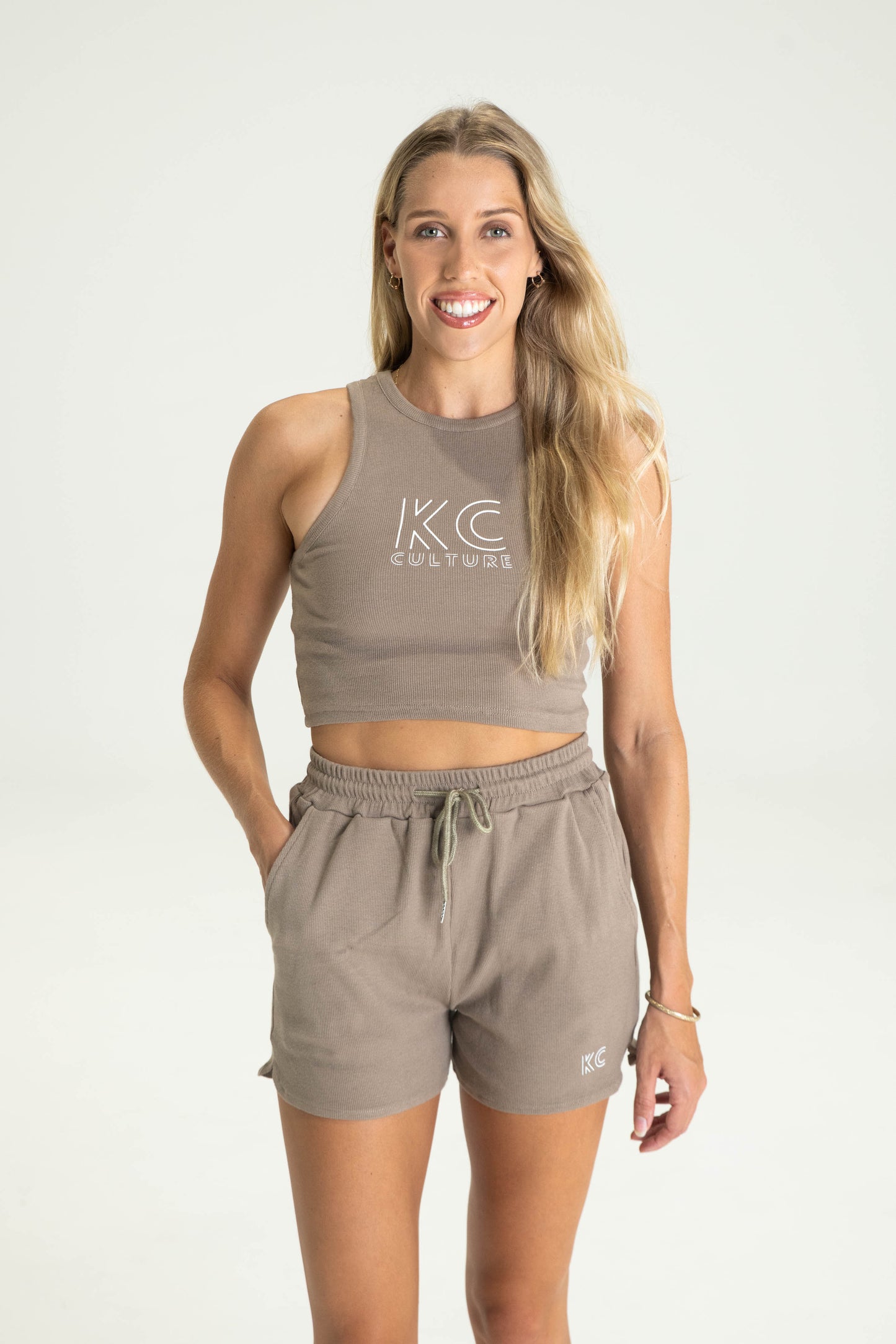 Classic Crop Lounge Set - Mocha